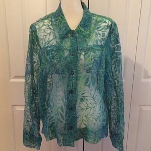 Green and Teal Sheer Jacket